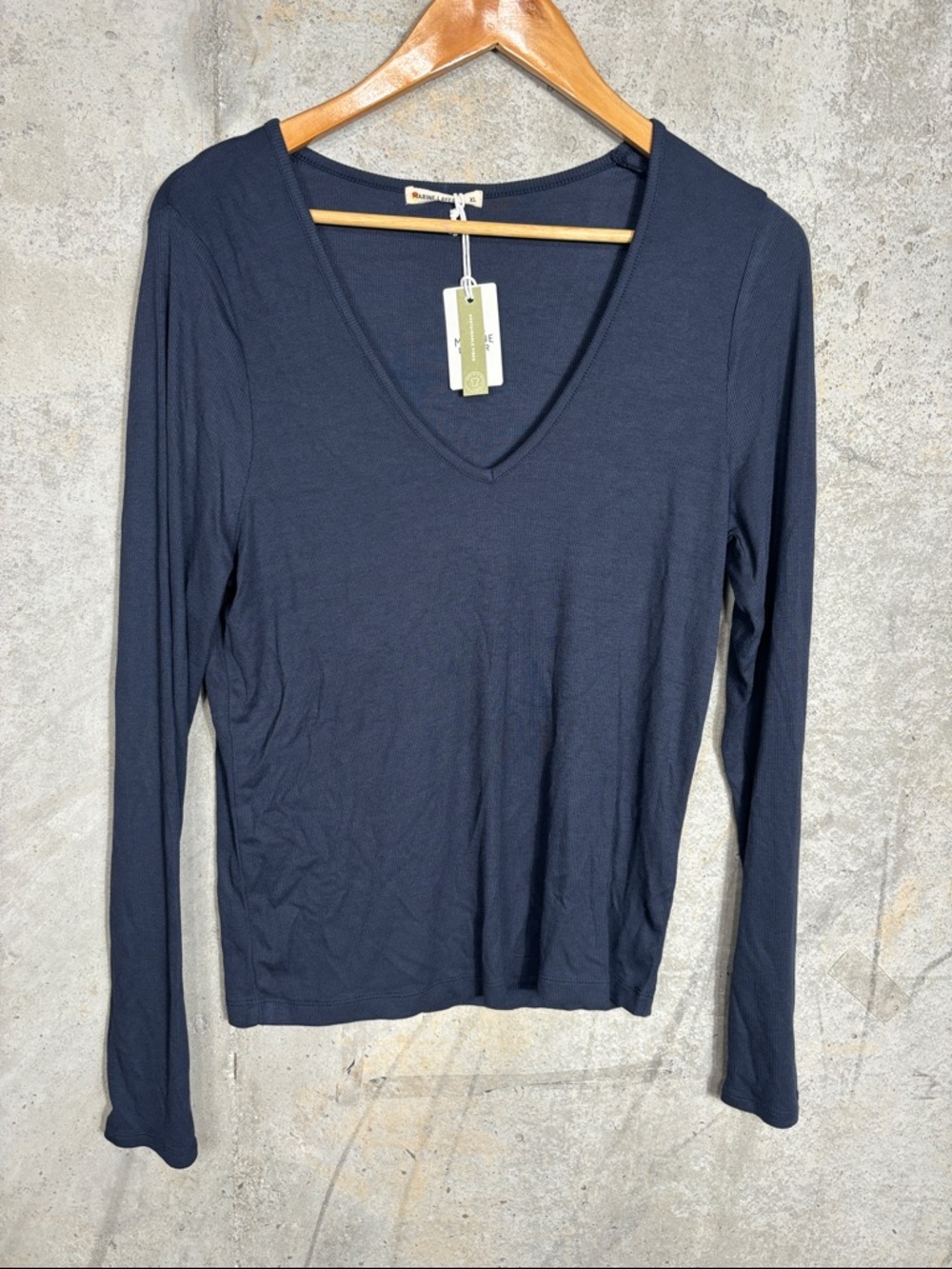 Marine Layer Women's Navy Lexi V-Neck Long Sleeve Tee